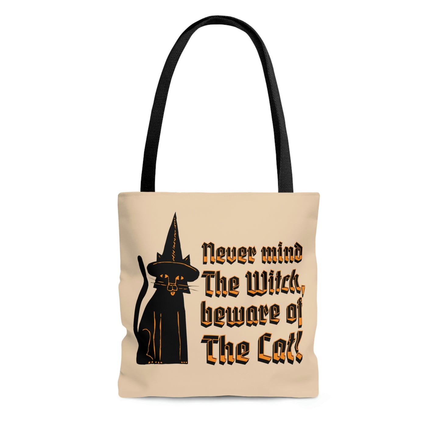 Witchy Black Cat Canvas Tote Bag