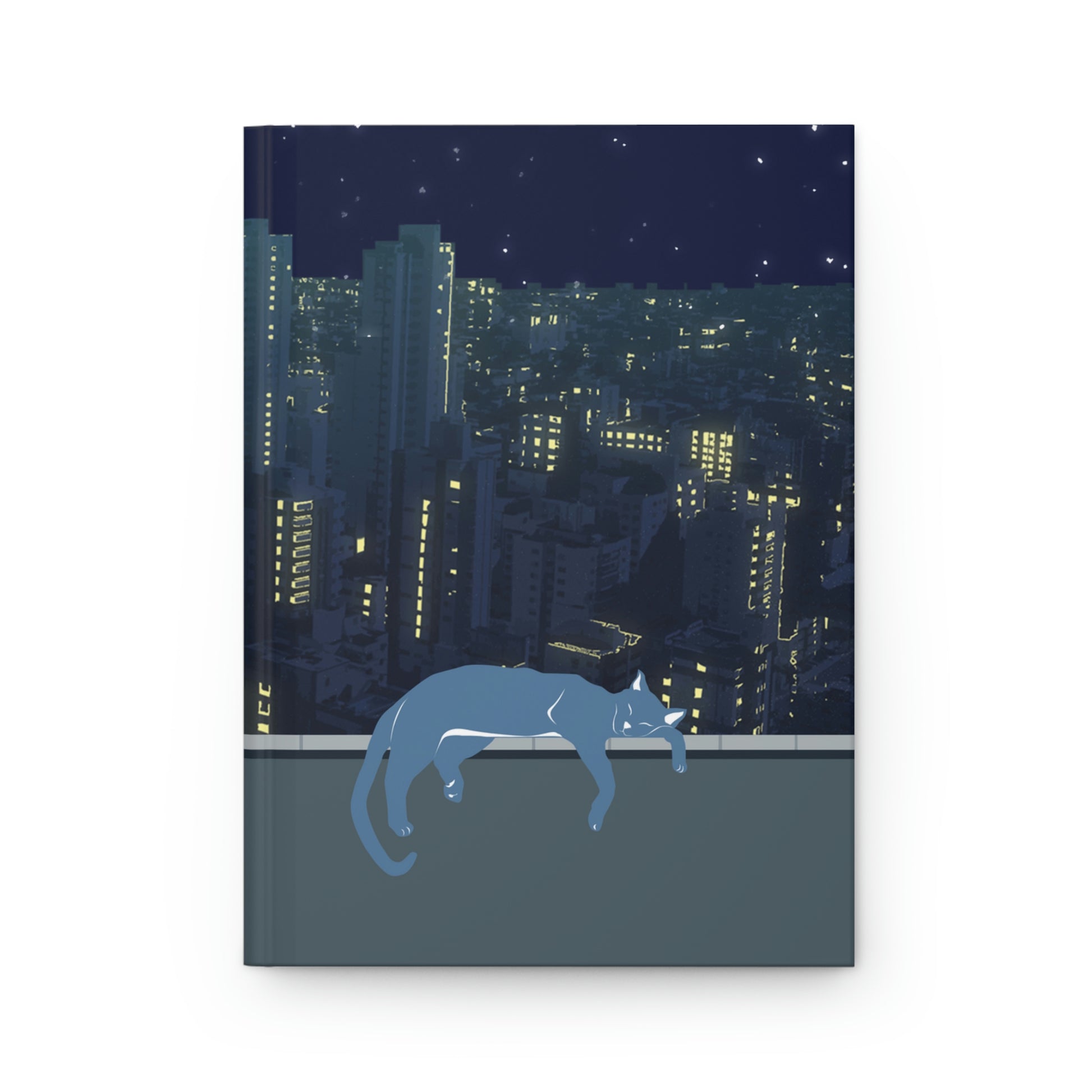 Stray Cat in a city Hardcover Journal Matte, Urban cat notebook, Blue Cat in a city journal, back to school, Coworker Gift, cat lover gift