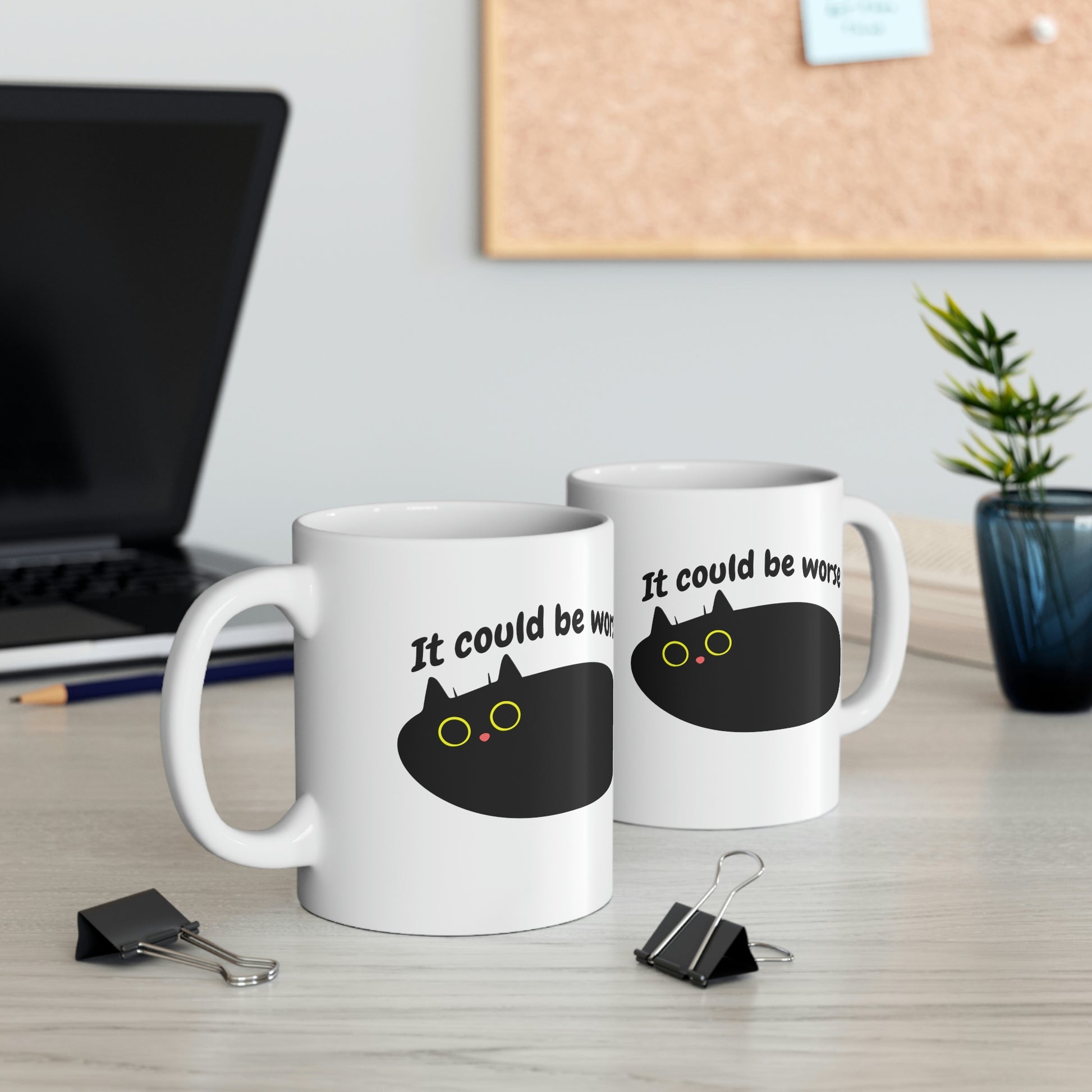 Black cat Ceramic Mug 11oz, funny cat quote mug, sarcastic cat cup, optimistic mug, cat lover gift, good vibes cat mug, cat owner gift