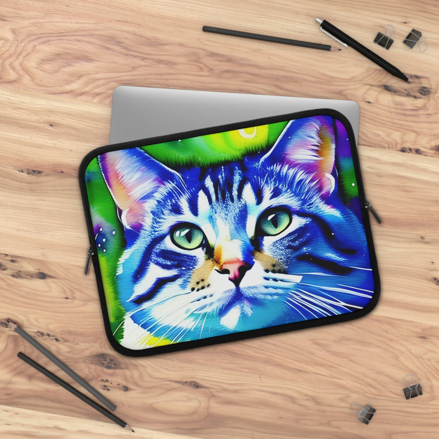 Colorful Cat Graphic Laptop Sleeve