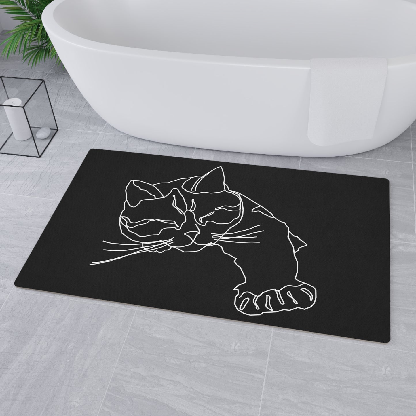 Minimalist Cat Floor Mat, Line Art Cat Flooring Mat, cat room décor, cool cat lover gift, home décor, Modern cat rug, Unique cat floor mat