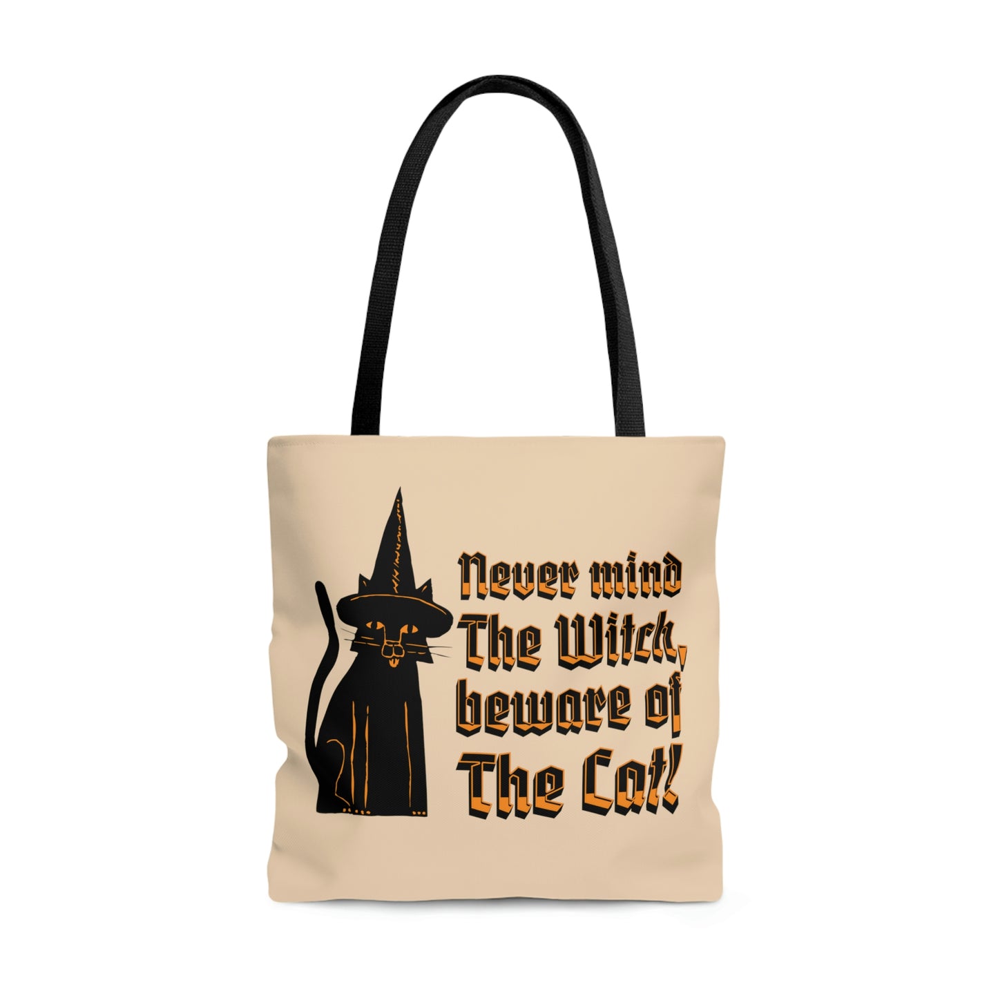 Witchy Black Cat Canvas Tote Bag