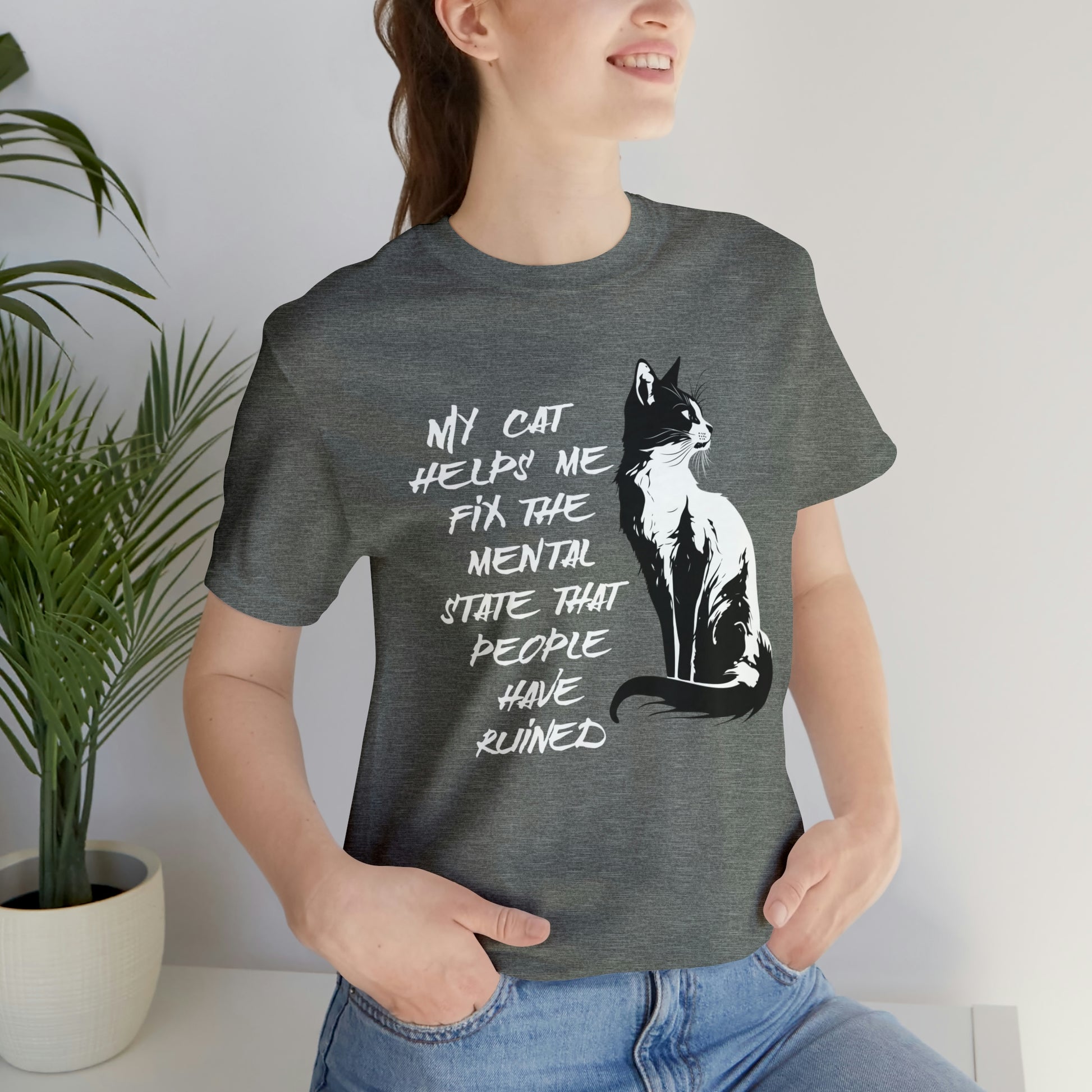 Mental health cat T-shirt, cat mom shirt, cat motivational shirt, cat therapy shirt, cat anxiety tshirt, cat onwer shirt, cat lover gift
