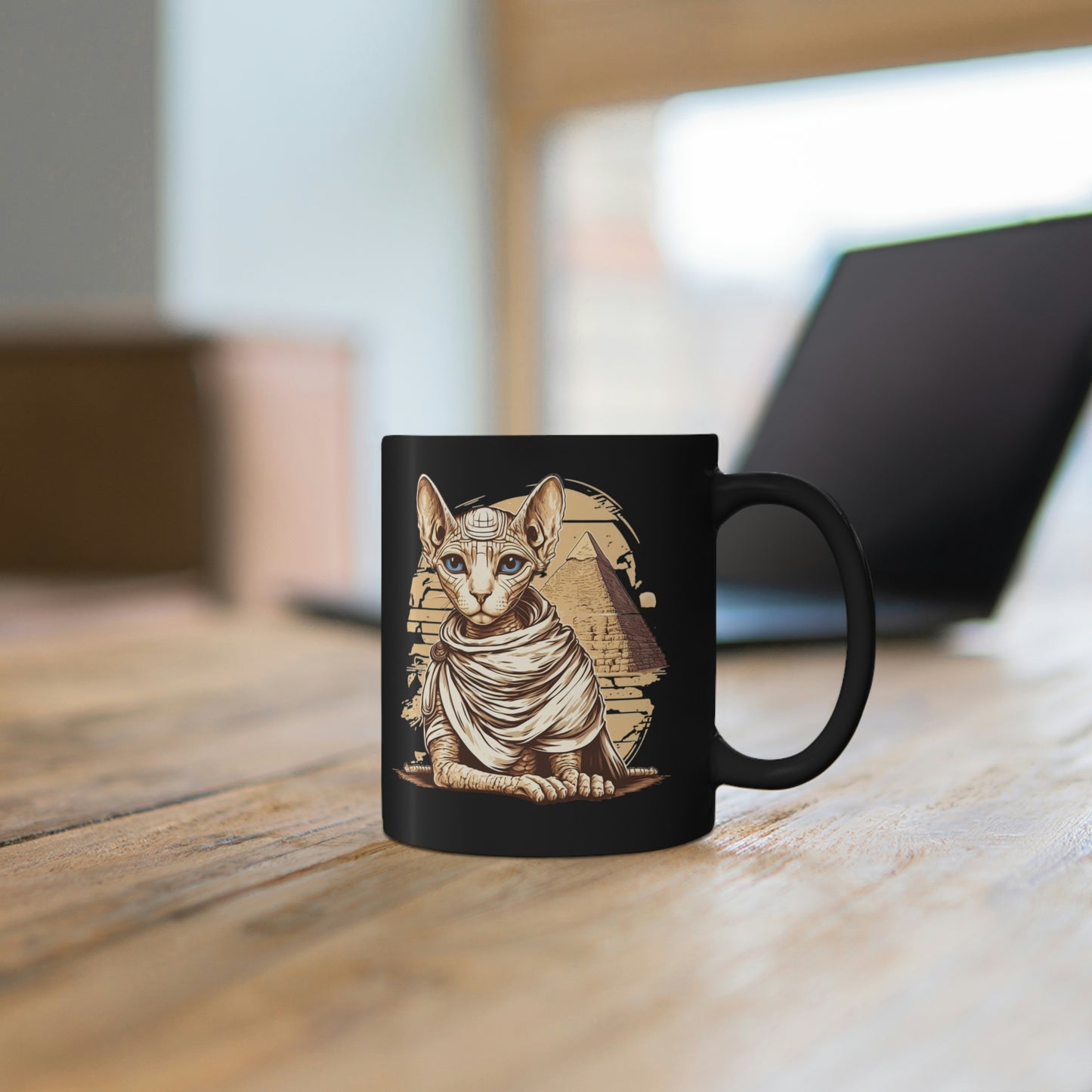 Sphynx cat 11oz Black Mug, ancient egypt mug, Sphynx cat pyramid egypt mug, pharaoh cat mug, egypt cat coffee mug, Sphynx cat Mom tea cup