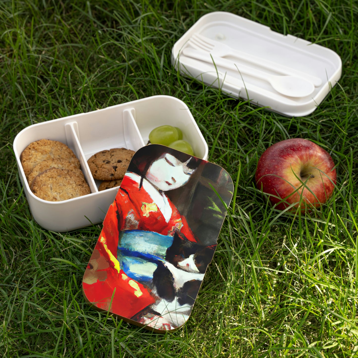 Geisha and cat Bento Lunch Box, maiko and cat Bento Lunch Box, Japanese art bento, back to school gift, Asian-inspired art bento box