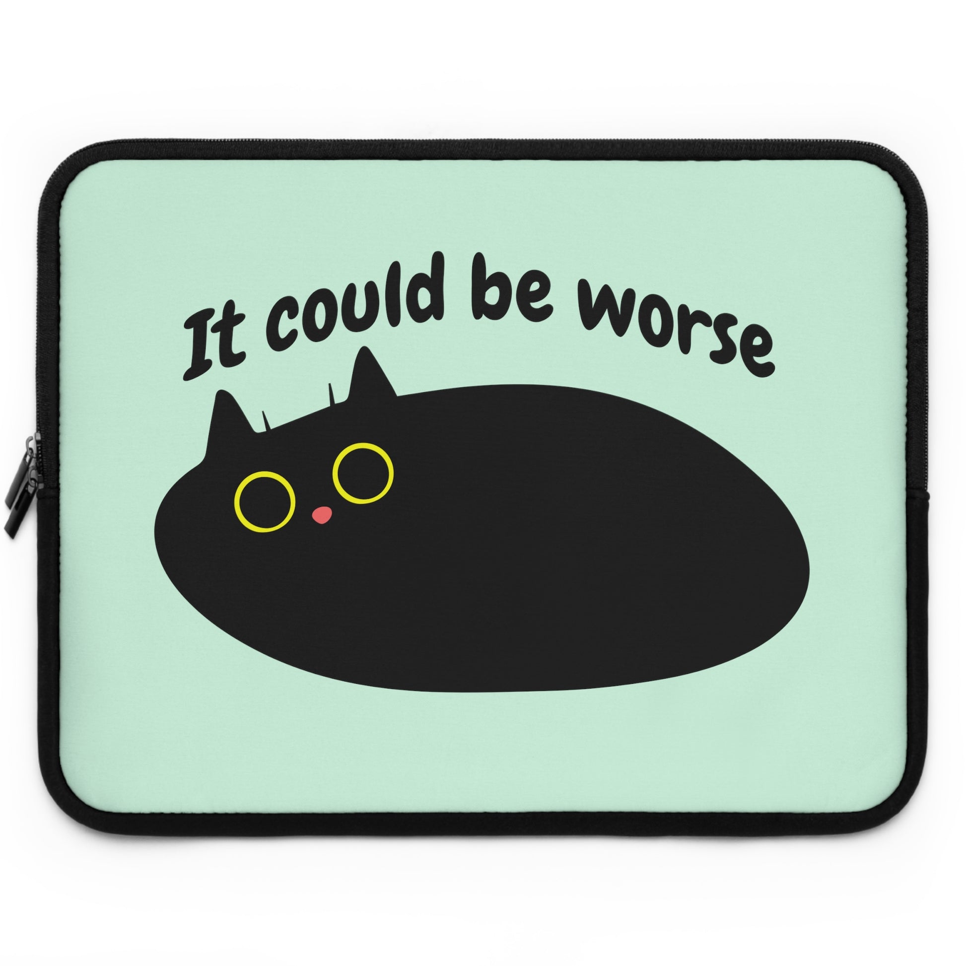 Funny Black cat laptop sleeve, cute cat laptop case, kawaii cat lover gift, back to school gifts, Cat accessories, sarcastic cat laptop bag