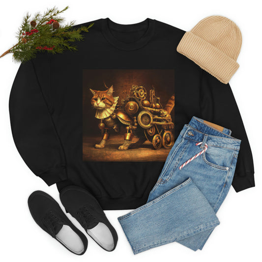 Steampunk cat sweatshirt, Victorian cat sweatshirt, Cyberpunk cat sweatshirt, vintage jamper, Gothic Clothing, Steampunk cat pullover gift