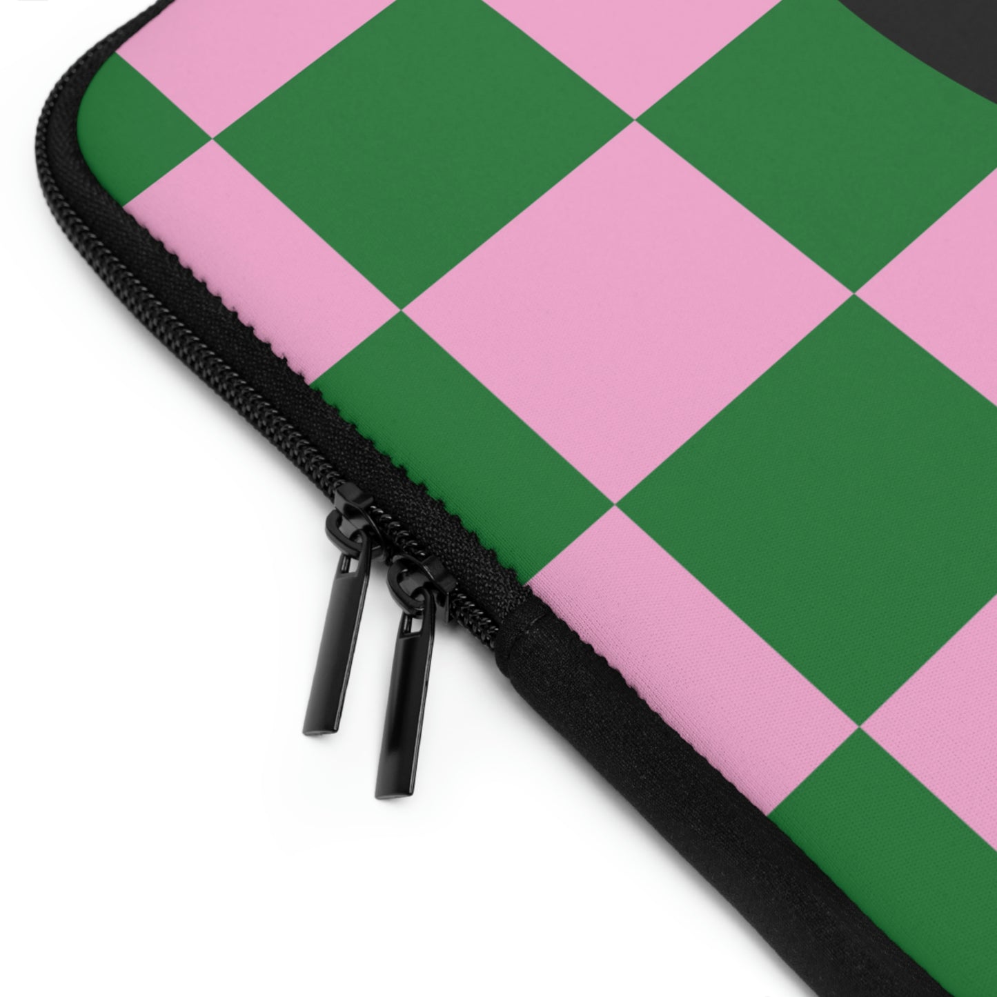 Checkered Funny Black Cat Laptop Sleeve