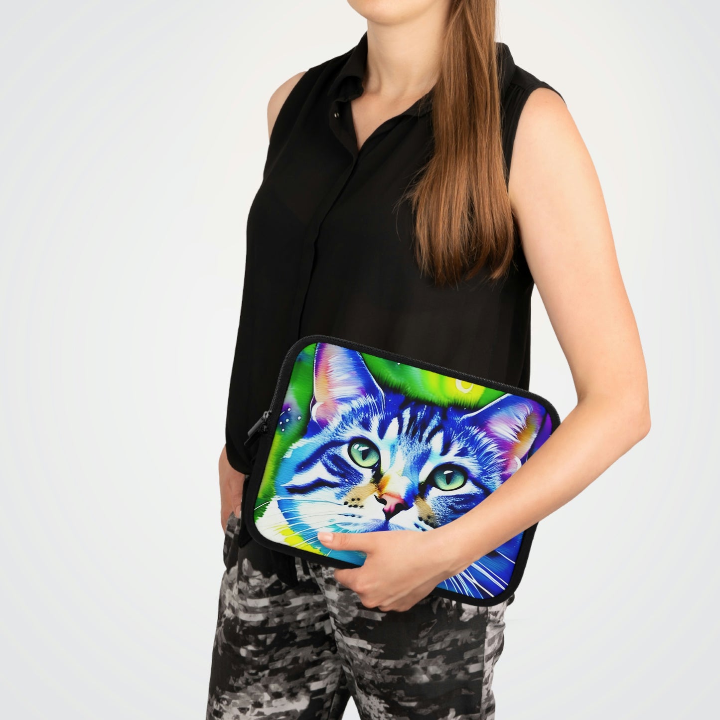 Colorful Cat Graphic Laptop Sleeve