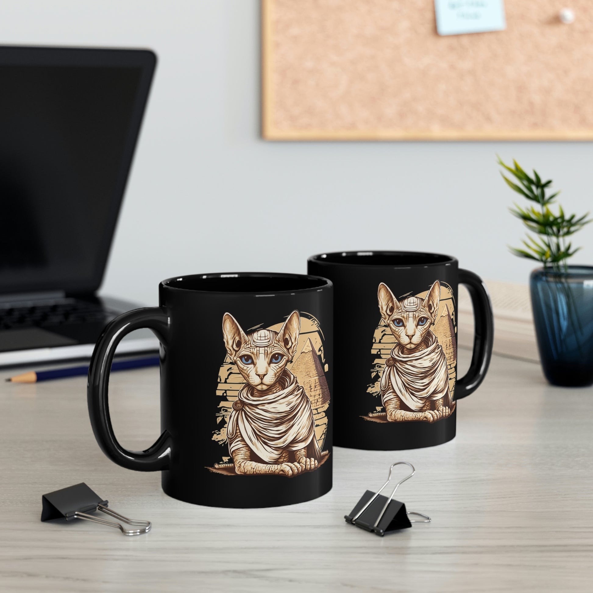 Sphynx cat 11oz Black Mug, ancient egypt mug, Sphynx cat pyramid egypt mug, pharaoh cat mug, egypt cat coffee mug, Sphynx cat Mom tea cup