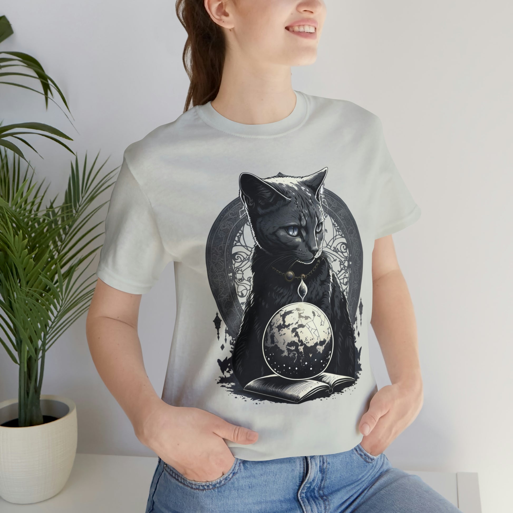 Cosmic cat T-shirt, cat magician shirt, magical cat shirt, witch cat tee, mystical cat shirt, celestial fantasy cat shirt, whimsical tshirt