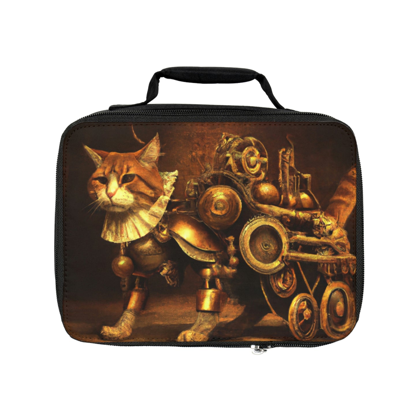 Steampunk cat Lunch Bag, cyberpunk cat Lunch tote, Victorian Lunch Bag, cat lover gift, back to School lunch bag, vintage Picnic bag gift