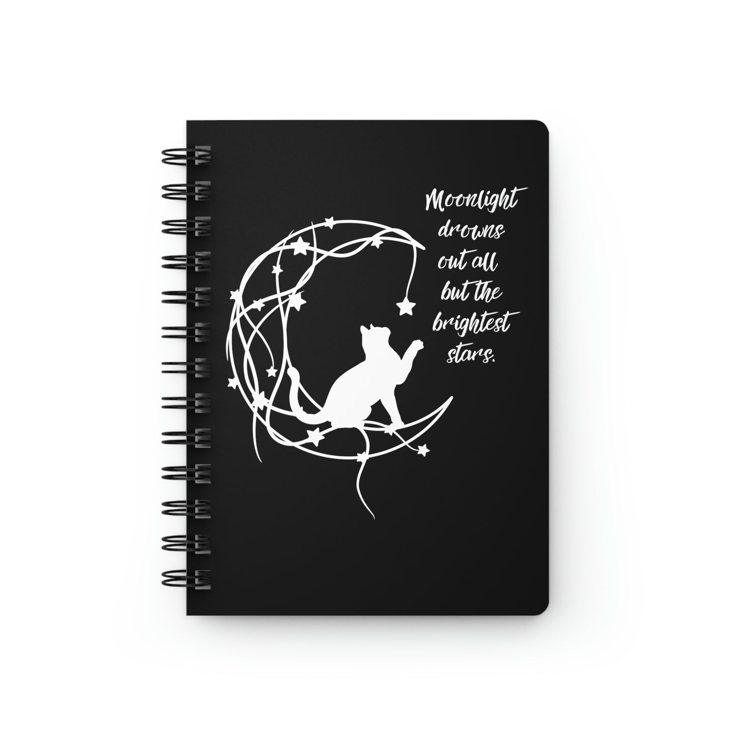 Cat and moon Spiral Bound Journal, celestial notebook, whimsical journal, fantasy notebook, magical notebook, witchy journal, cat lover gift