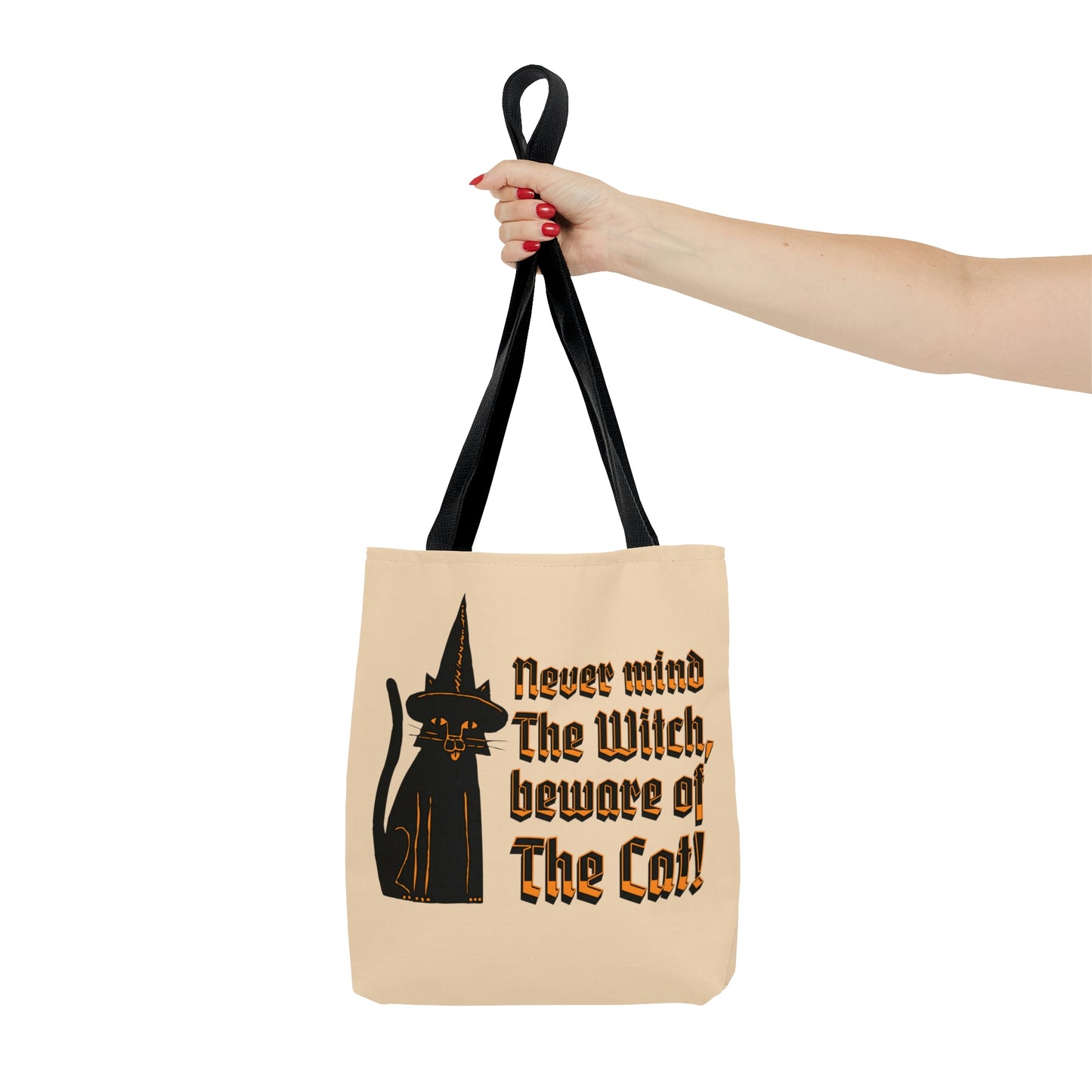 Witchy Black Cat Canvas Tote Bag