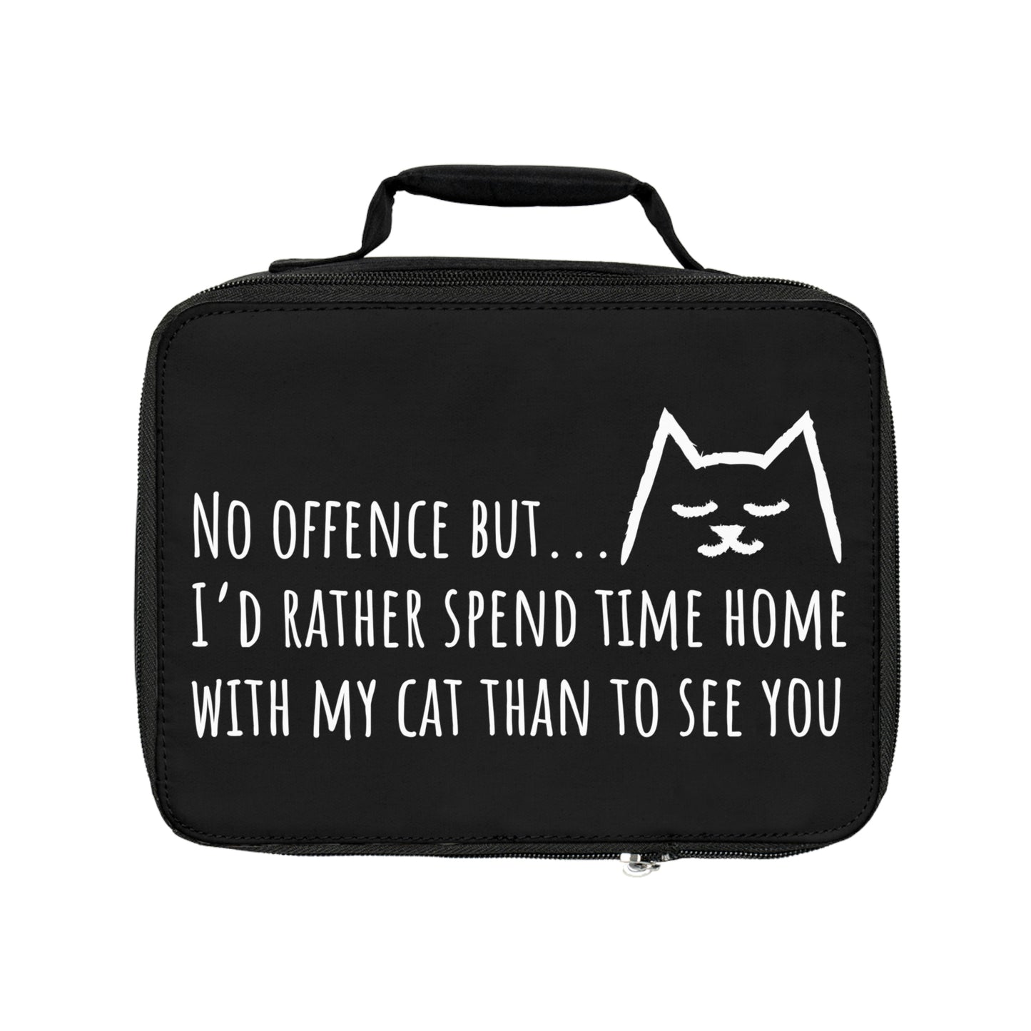 Cat quote lunch bag, funny cat lunch tote, sarcastic cat picnic bag, introverted cat owner lunch bag, back to school gift, cat lover gift