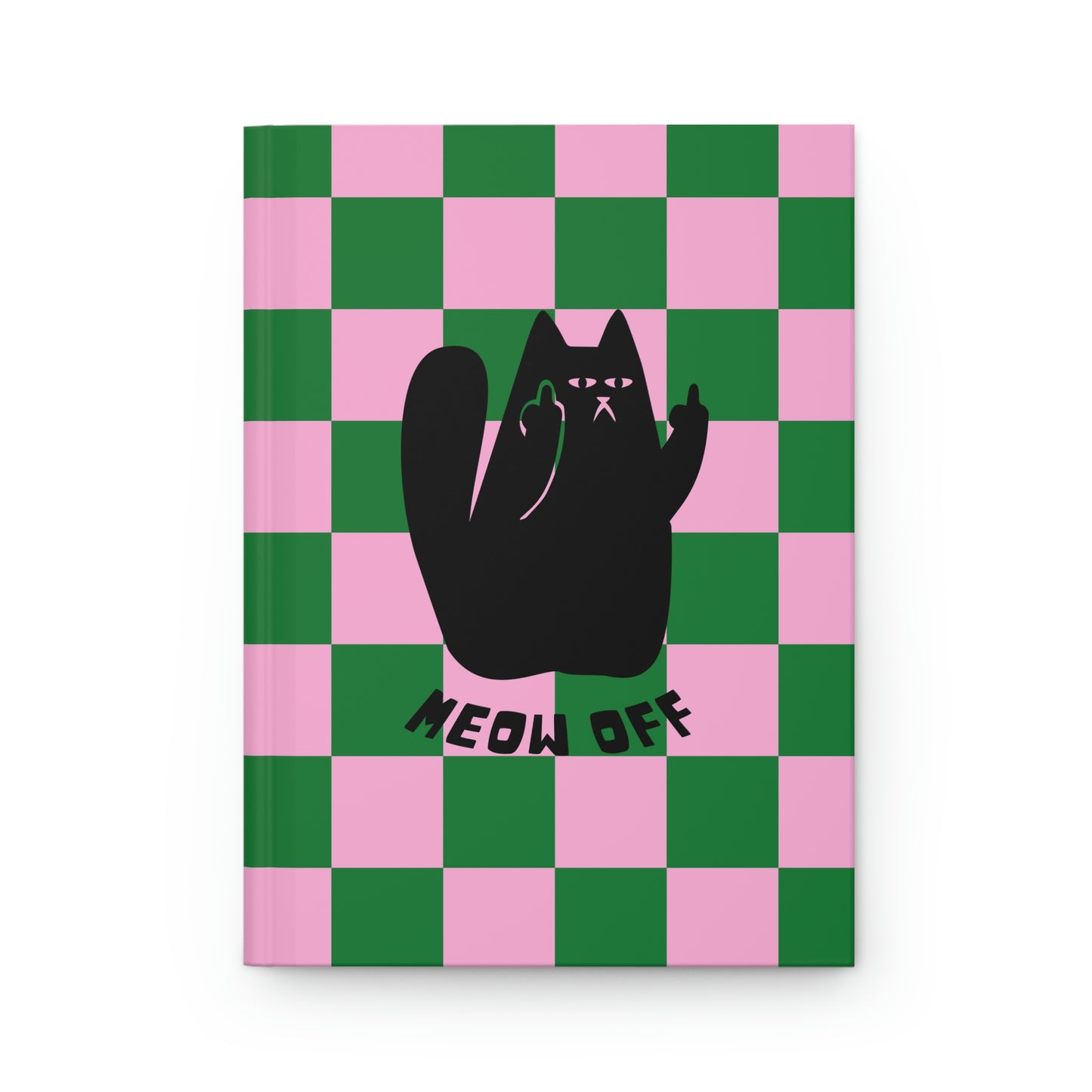 Checkered Funny cat Hardcover Journal Matte