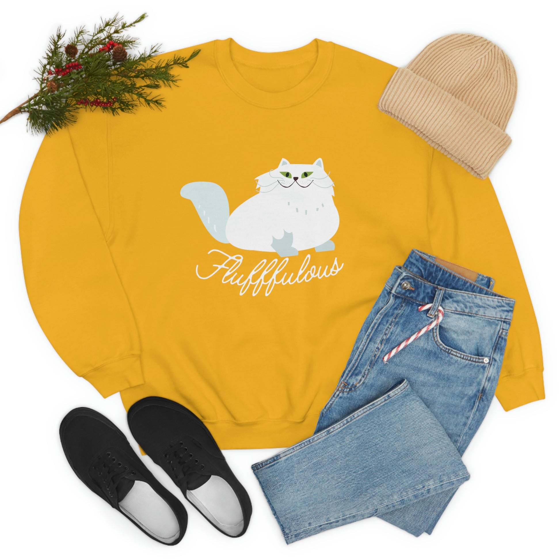 Fabulous Persian cat Crewneck Sweatshirt, cat lover gift, Persian cat mom sweater, white Persian cat pullover, cute fluffy cat jumper