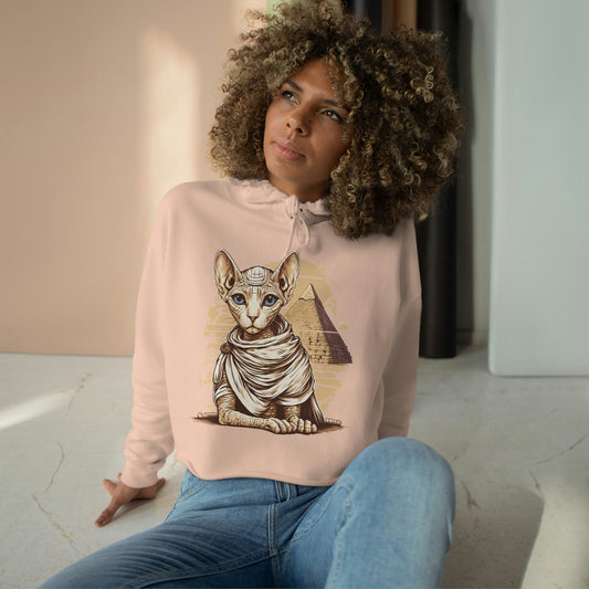 Sphynx cat Crop Hoodie, cat ancient egypt cropped hoodie, Sphynx cat egypt aesthetic sweatshirt, pharaoh cat jumper, Sphynx cat Mom sweater