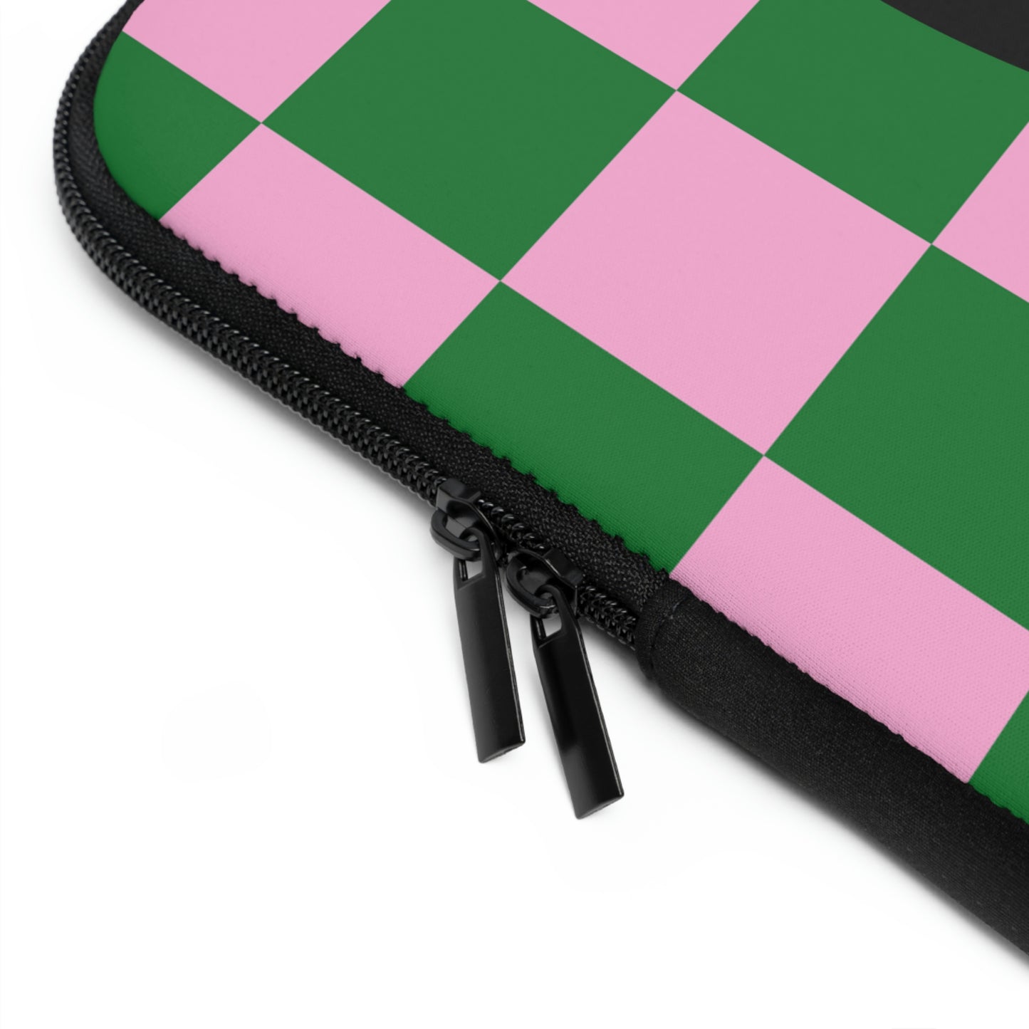 Checkered Funny Black Cat Laptop Sleeve