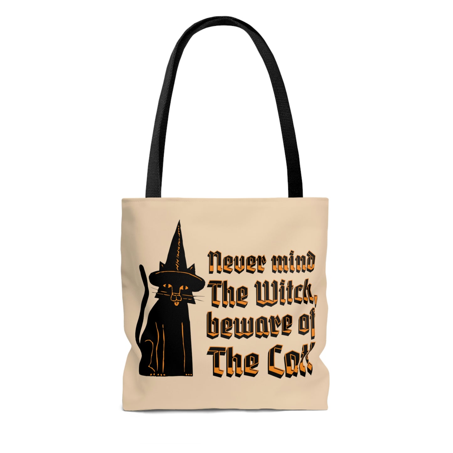 Witchy Black Cat Canvas Tote Bag