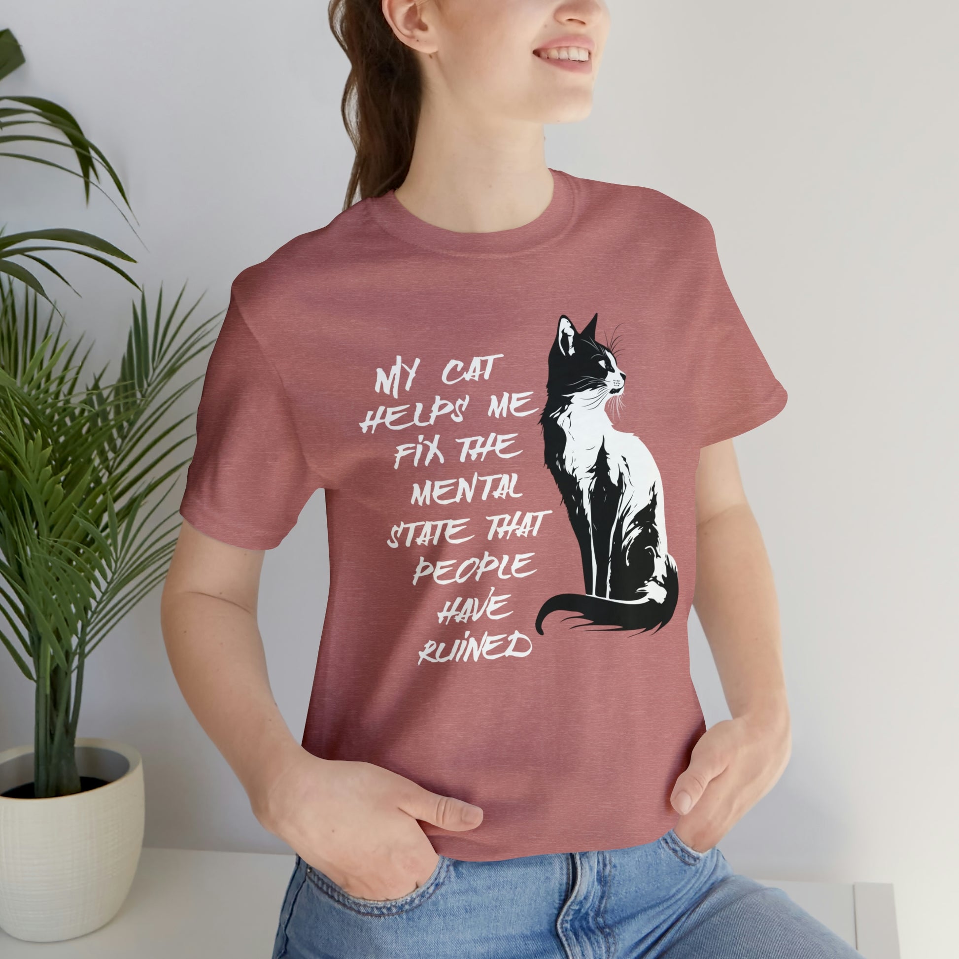 Mental health cat T-shirt, cat mom shirt, cat motivational shirt, cat therapy shirt, cat anxiety tshirt, cat onwer shirt, cat lover gift
